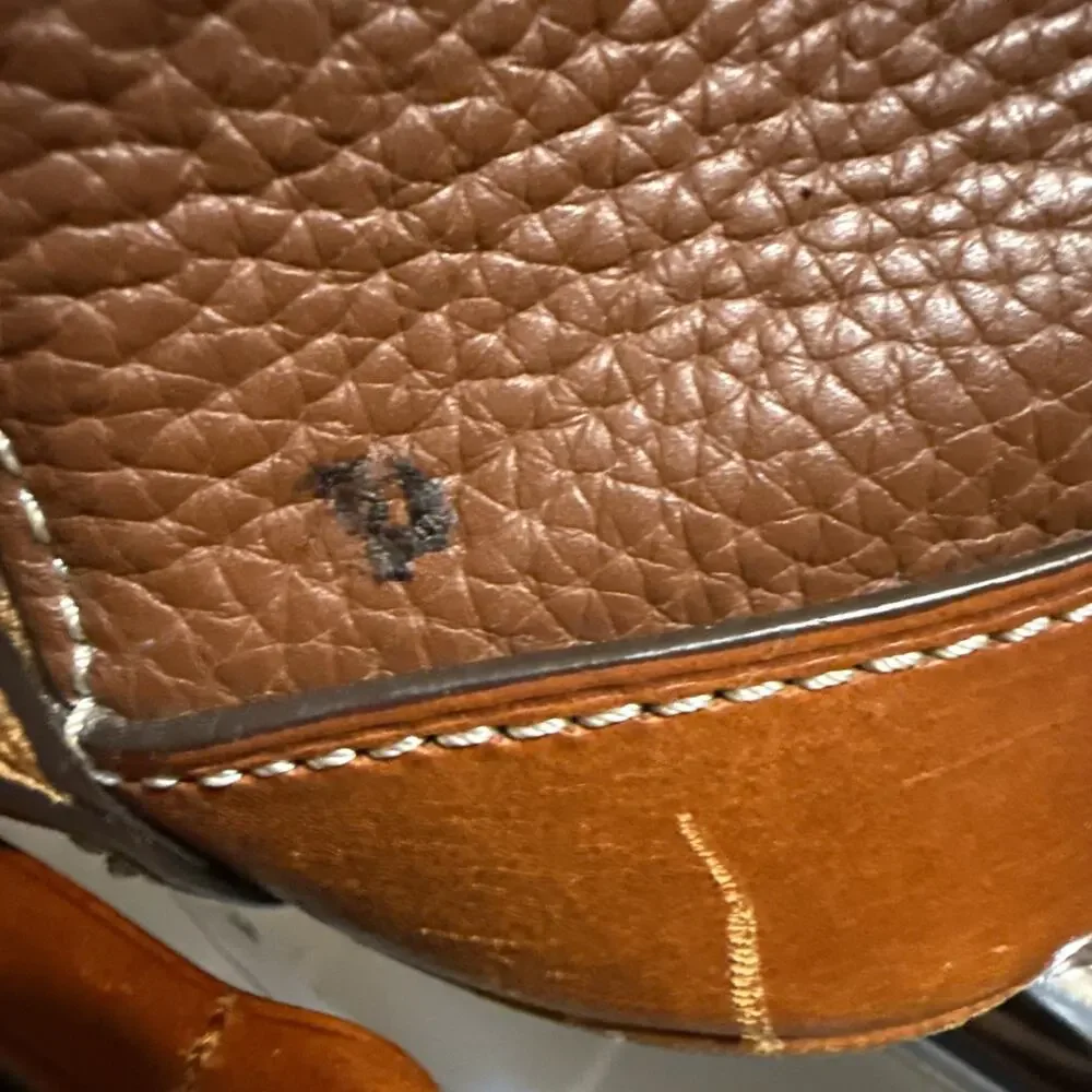 Dooney & Burke Pebble Leather Zip Zip Satchel Caramel Brown Shoulder Handbag